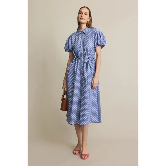 Tanya Taylor Blue Striped Dress - Picture 1 of 6